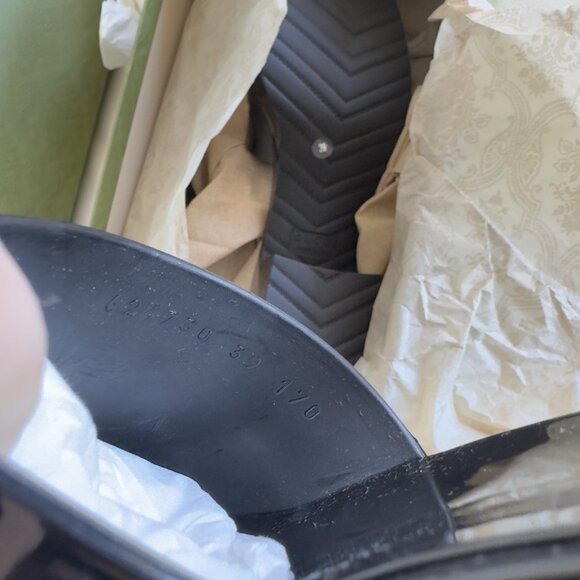 NEW GUCCI BLACK Rubber Logo Platform Block Heel Slide Sandals Size 9US/39EU - Picture 8 of 8